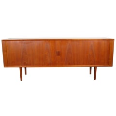 Danish Modern Tambour Door Credenza