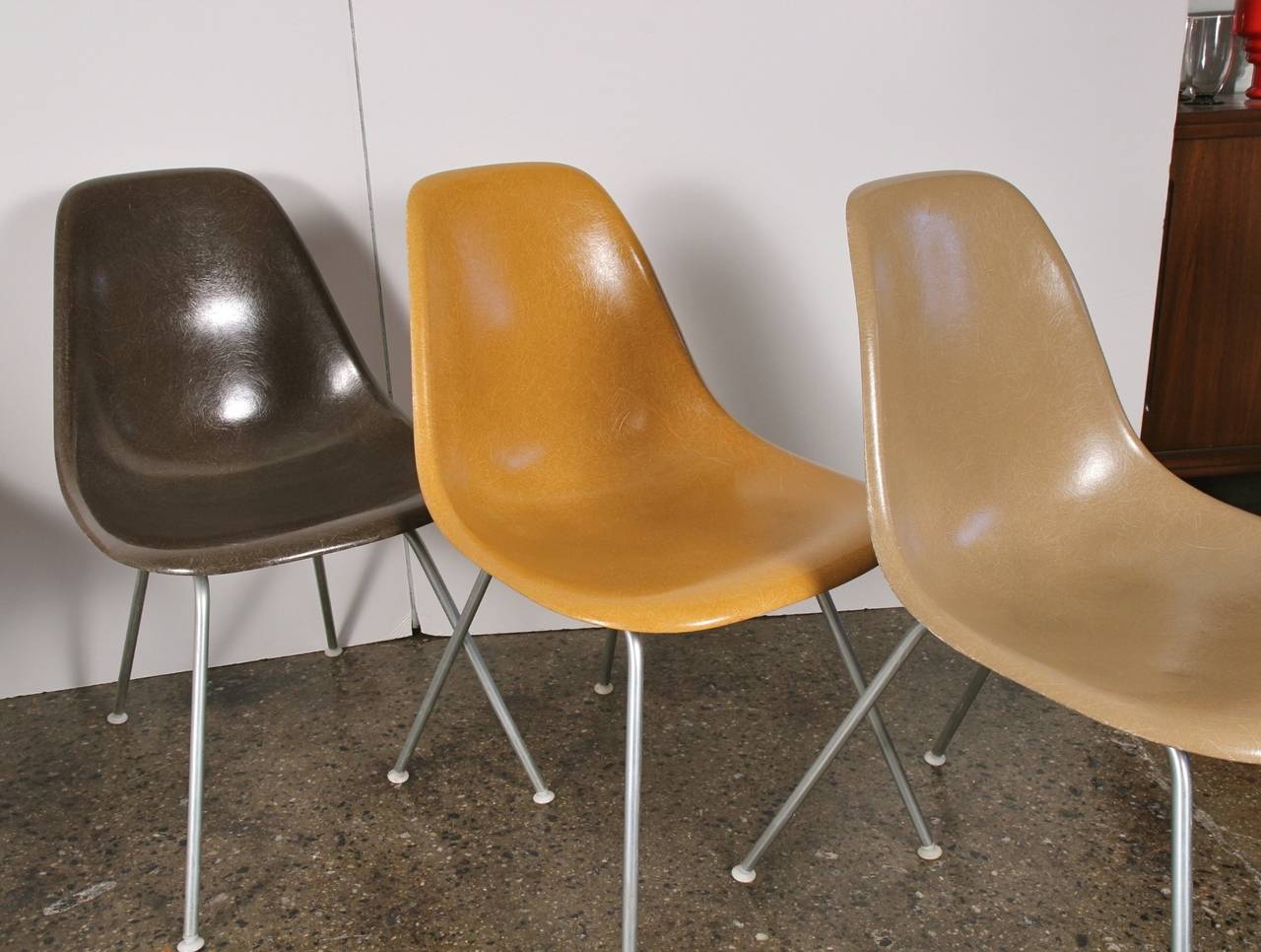 Molded Original Eames Fiberglass Shell Chairs by Herman Miller For Sale