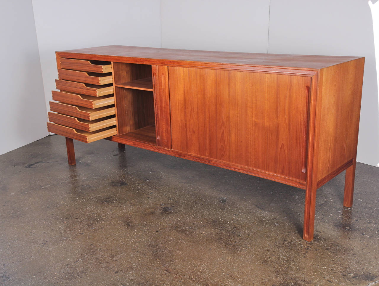 Scandinavian Modern Danish Modern Teak Tambour Credenza