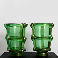Pair of Large and Impressive Pino Signoretto Glass Vases