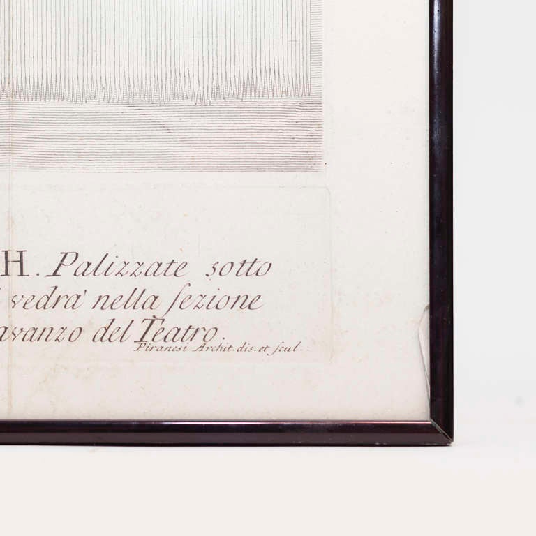 Original engraving by Giovanni Battista Piranesi. Displays the ruined theater Marcello in Rome