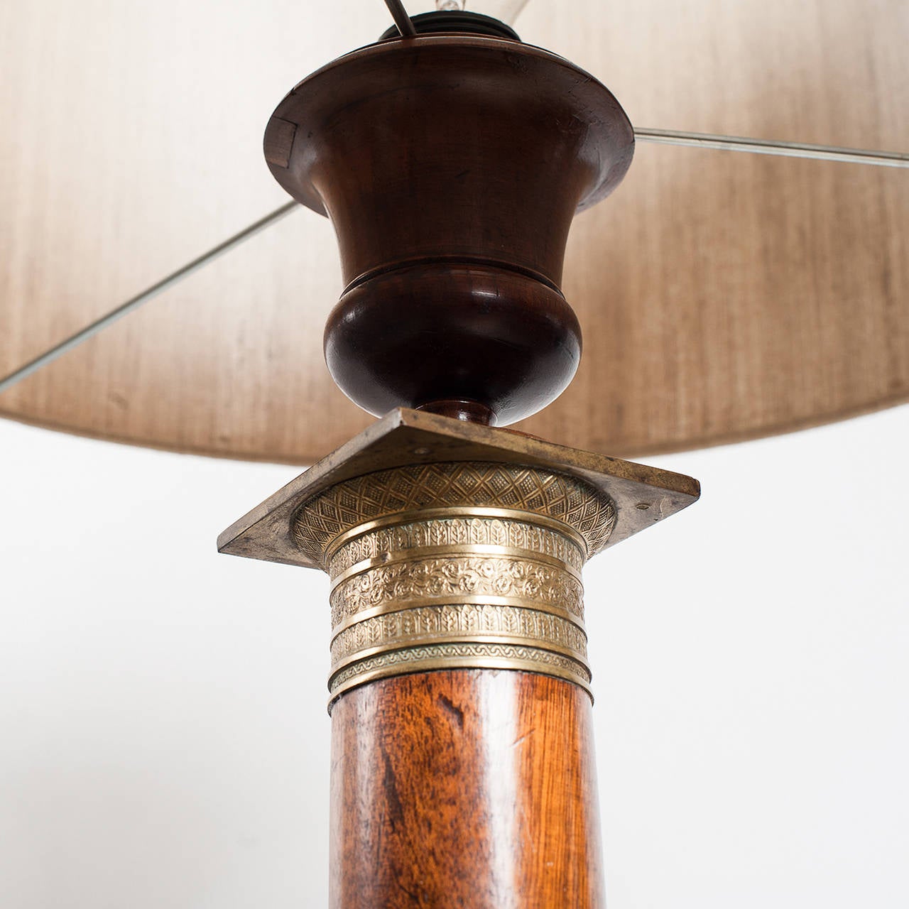 French Empire Style Walnut and Bronze Lamp