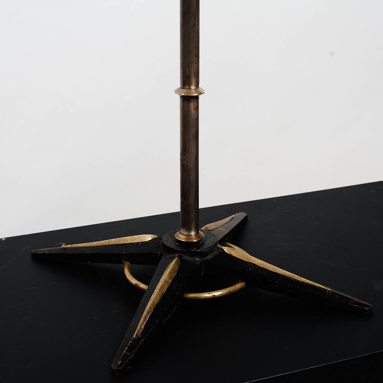 Jacques Adnet style lamp made of iron and gold metal, France, 20th century.
