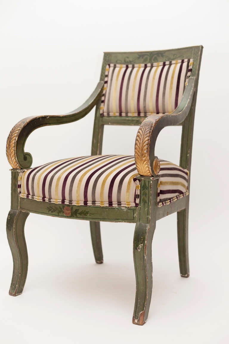 Armchair Empire era, made of wood painted.
