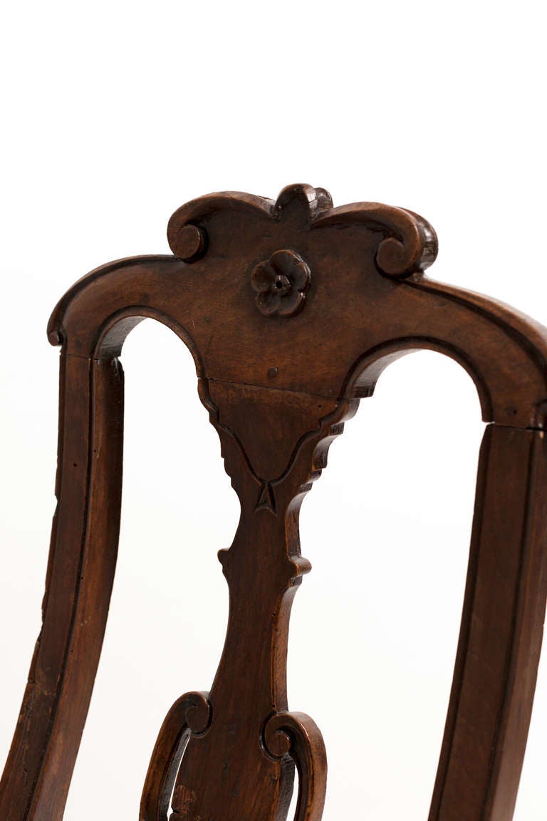 Rococo 18th Century Pair of Spanish Walnut Chairs