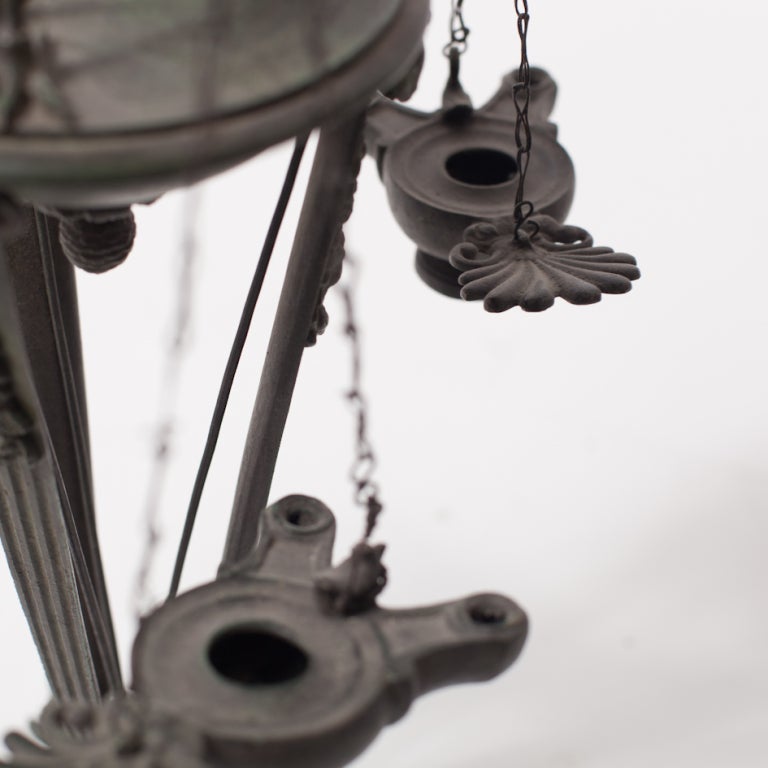 19th Century 19th c.  Oil Lamp  in roman style 