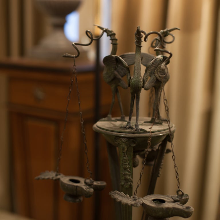 19th c.  Oil Lamp  in roman style 