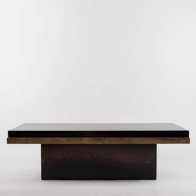 coffee table in black lacquer and gilt metal