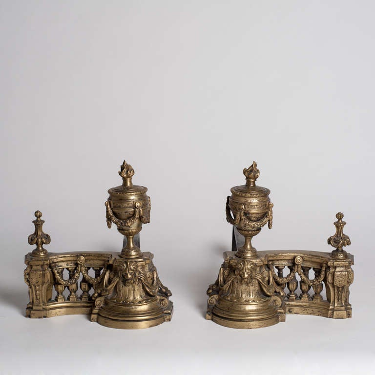 Pair of Louis XVI style andiros in bronze. Napoleón III era