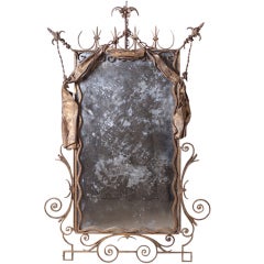 20th c. Iron Mirror In Style Gilbert Poillerat