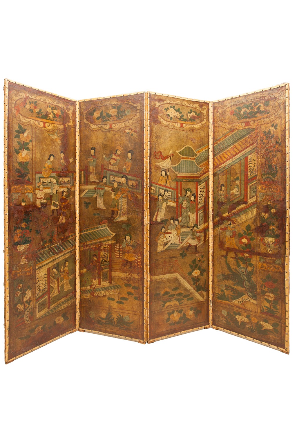18th c. Portuguese Screen with Chinese Palatial Scenes