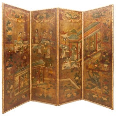 18th c. Portuguese Screen with Chinese Palatial Scenes