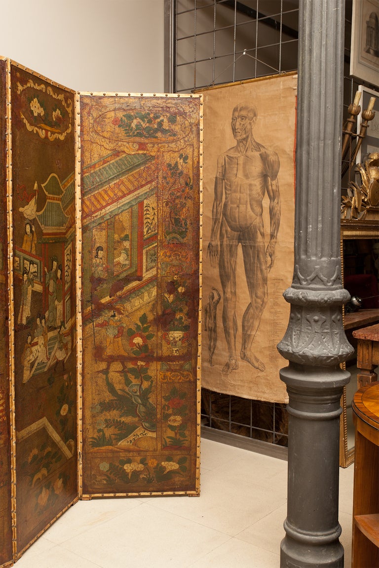 Baroque 18th c. Portuguese Screen with Chinese Palatial Scenes