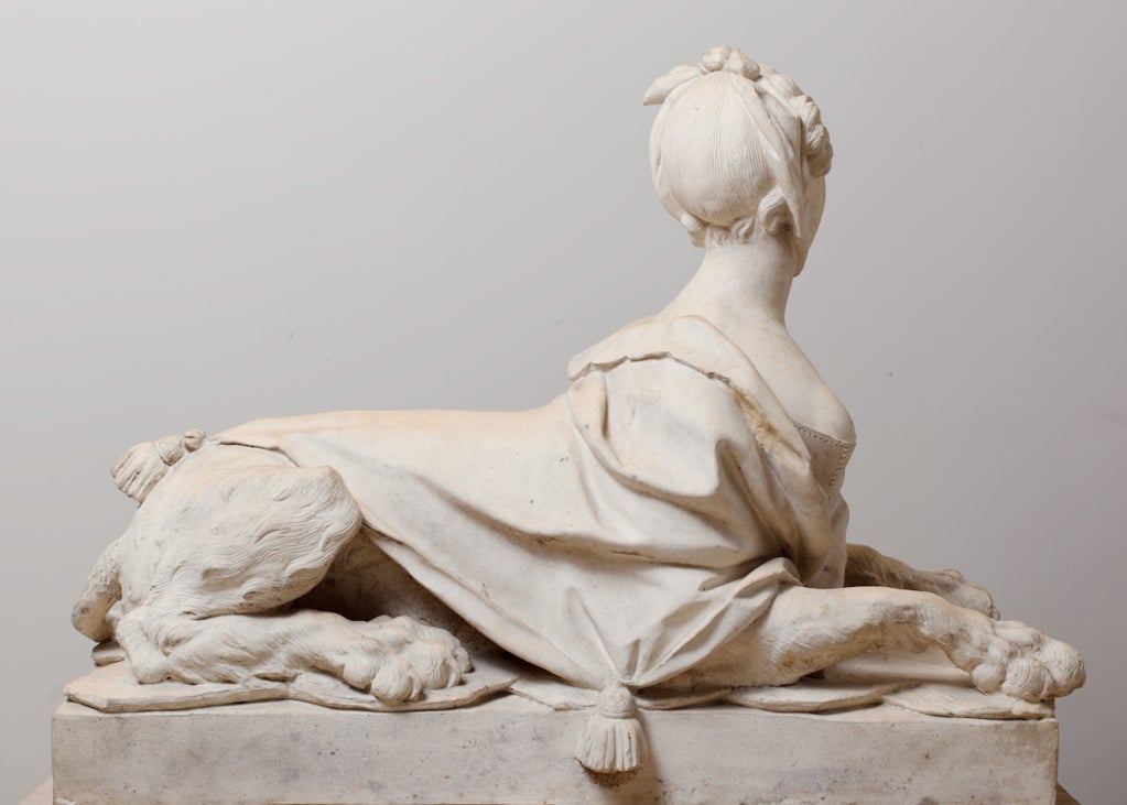 Eighteenth century sculpture representing Madame de Pompadour in sphinx.