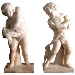 A pair of italian white marble sculptures 6