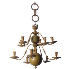 Antique An 18th c. swedish polychromed wood chandelier.