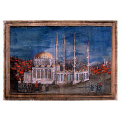 Pair of 19th Century Tempera on Canvas Turkish Views