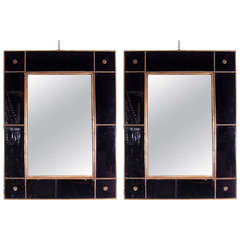Pair of 1960´s Spanish Black Opaline Mirrors