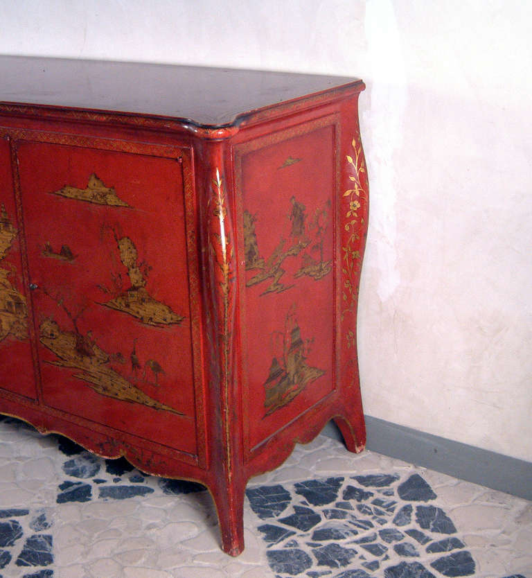 20th Century French Red Lacquered Sideboard Atributed to Pierre Lottier In Excellent Condition In Madrid, ES