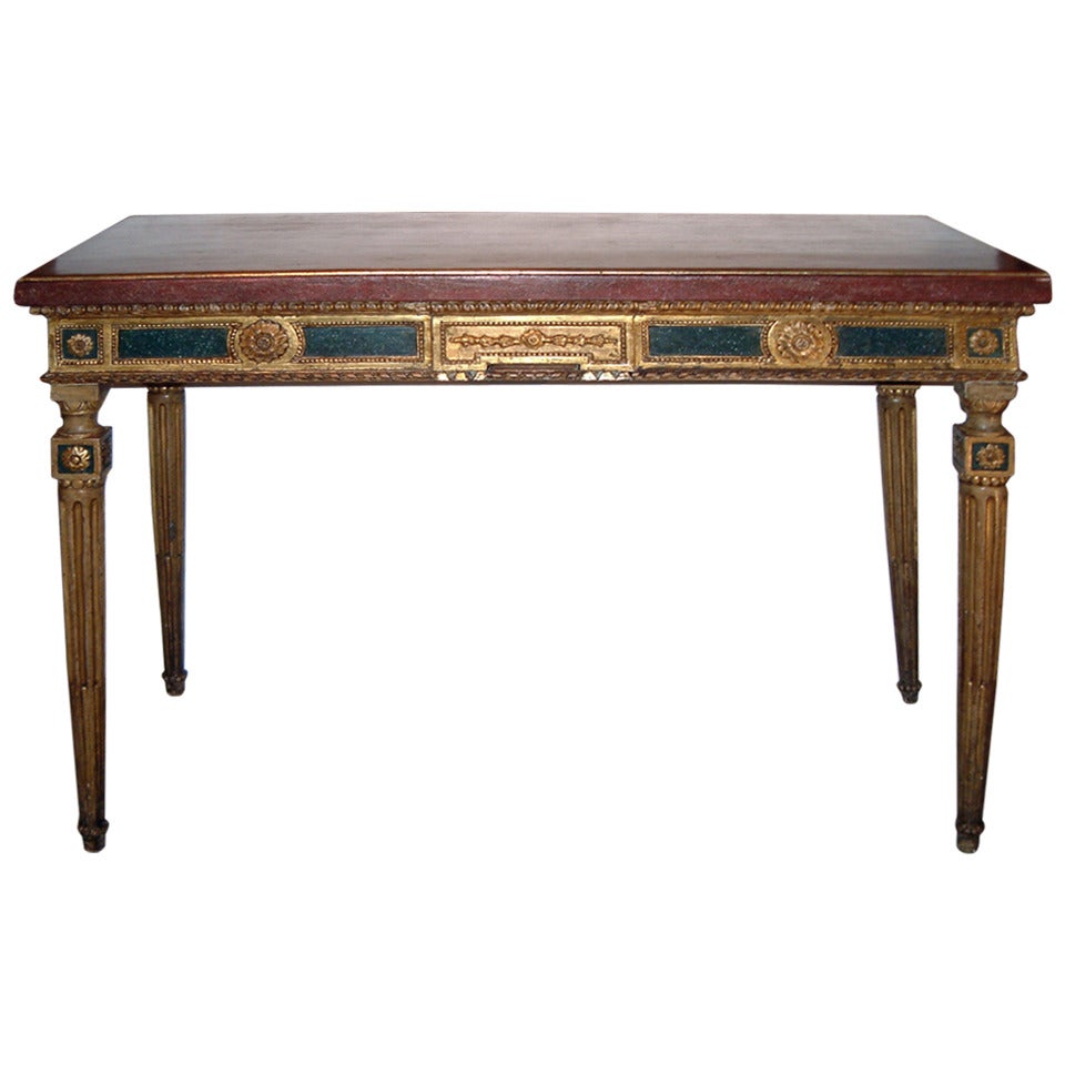 18th Century Neoclassical Carved and Polychromed Wood Console Table