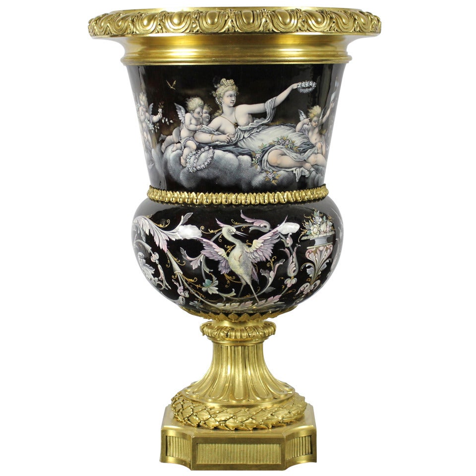 19th Century Vase Limoges Enamel and Gilt Bronze For Sale