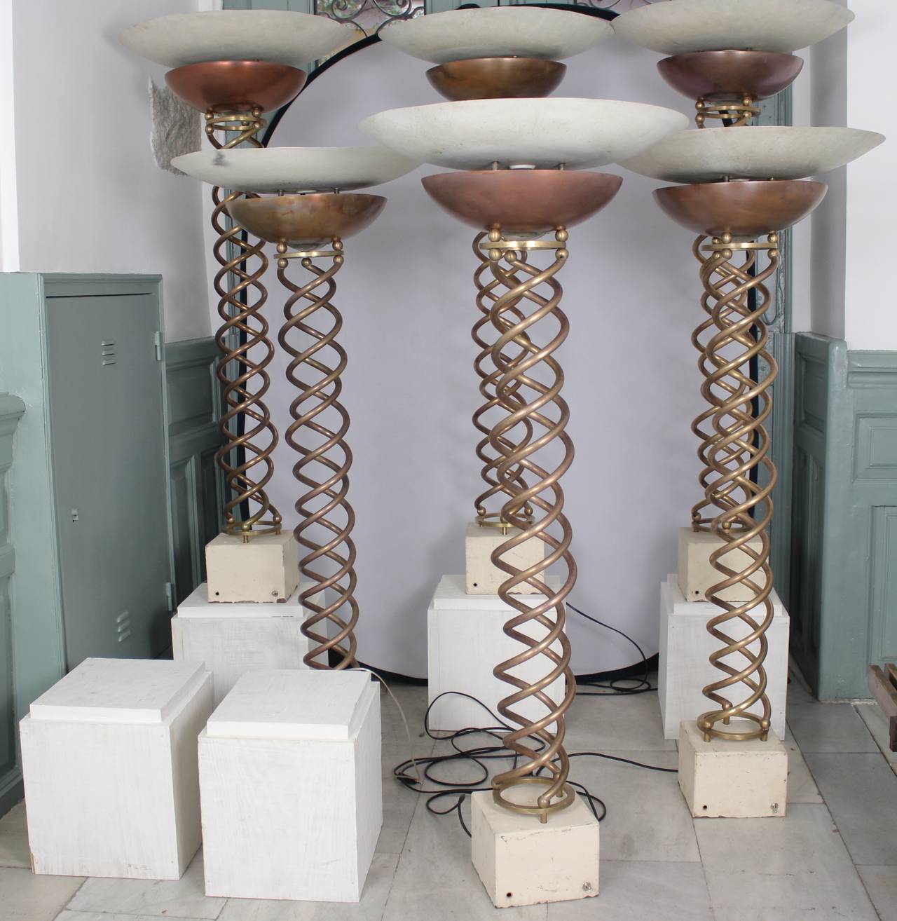 Italian 20th Century Six Standing Lamps For Sale