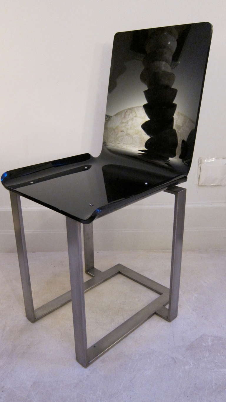 A Pair Of Chairs In Black Lucite By Marc du Plantier, Lacloche edition. For Sale 4