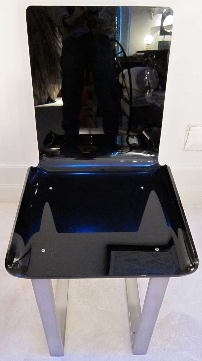 A Pair Of Chairs In Black Lucite By Marc du Plantier, Lacloche edition. For Sale 5