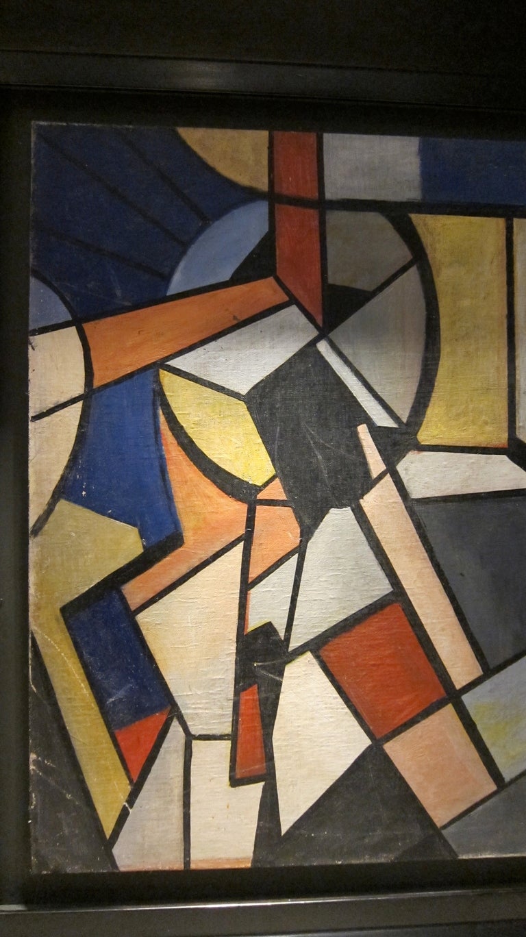 Russian constructivist oil painting circa 1950