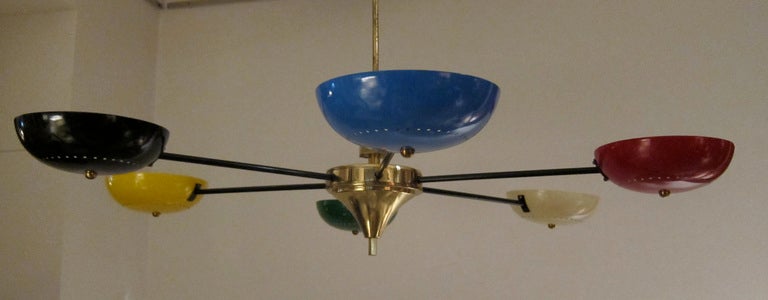 6 lights ceiling lamp. Italy 1960 1