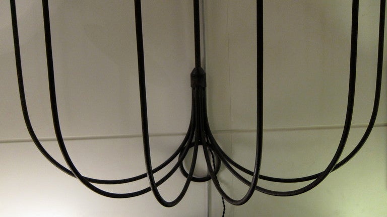French A Jean Royere Iron Chandelier. France 1950
