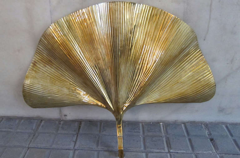 A wall light in golden brass by Tommaso Barbi, Italy 1970