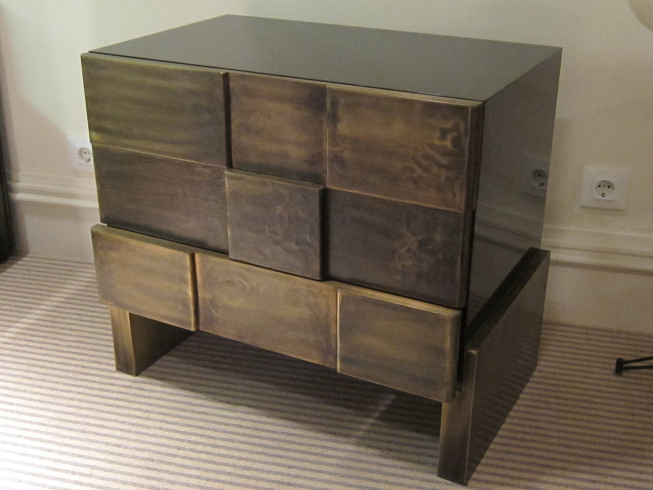 Contemporary A pair of brass and lacquer chest of drawers. Spain 80' For Sale