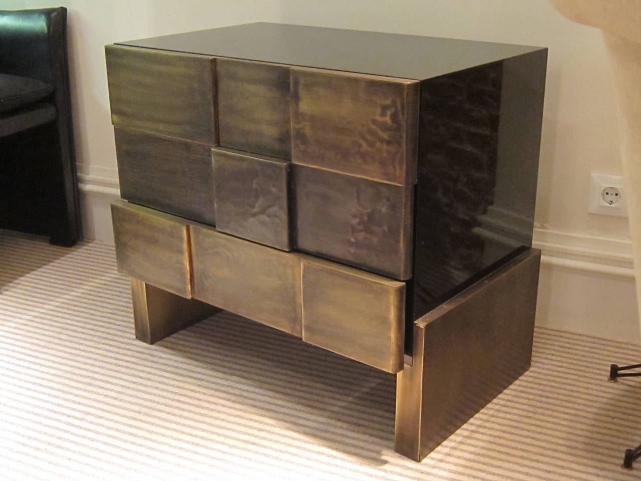 A pair of brass and lacquer chest of drawers. Spain 80' For Sale 1
