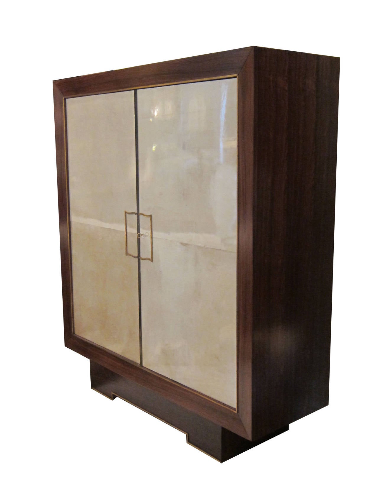 Andre Domin and Marcel Genevrier Mahogany and Parchment Cabinet, France 50