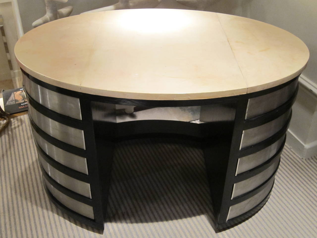 Steel and Parchment-Top Writing Table, Italy 1970 For Sale 2