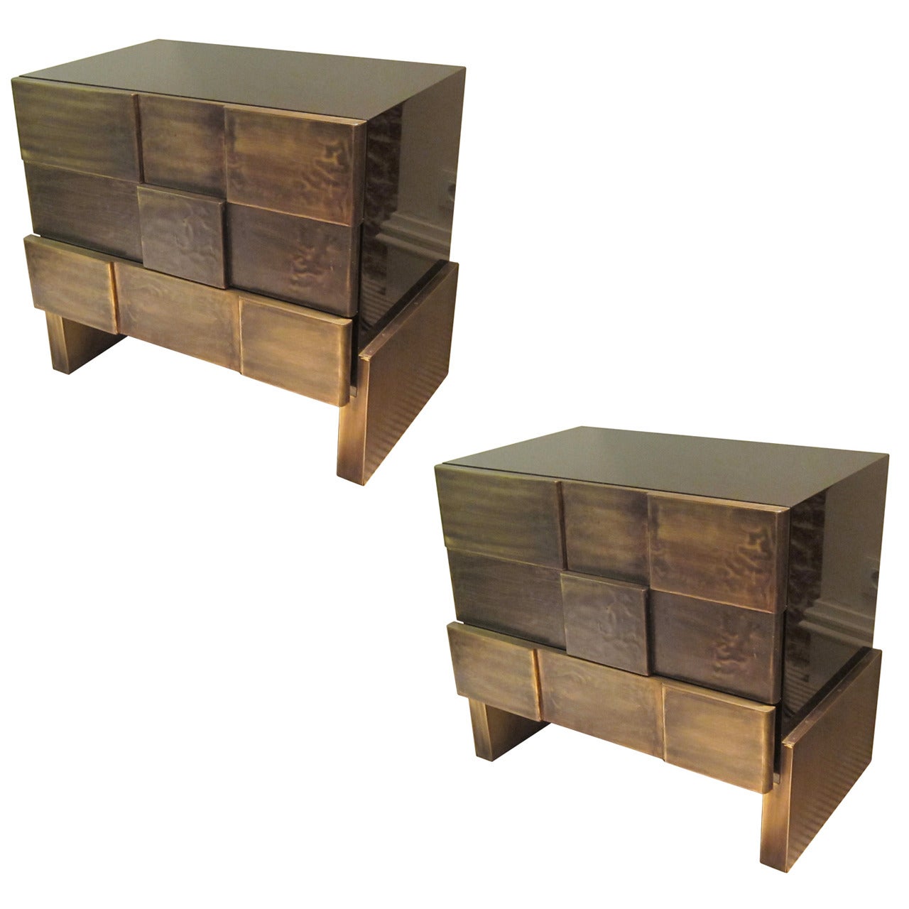A pair of brass and lacquer chest of drawers. Spain 80' For Sale