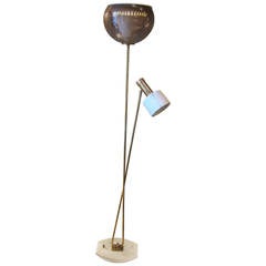Brass, Aluminium, Opaline and Marble Base Floor Lamp, Switzerland 1950