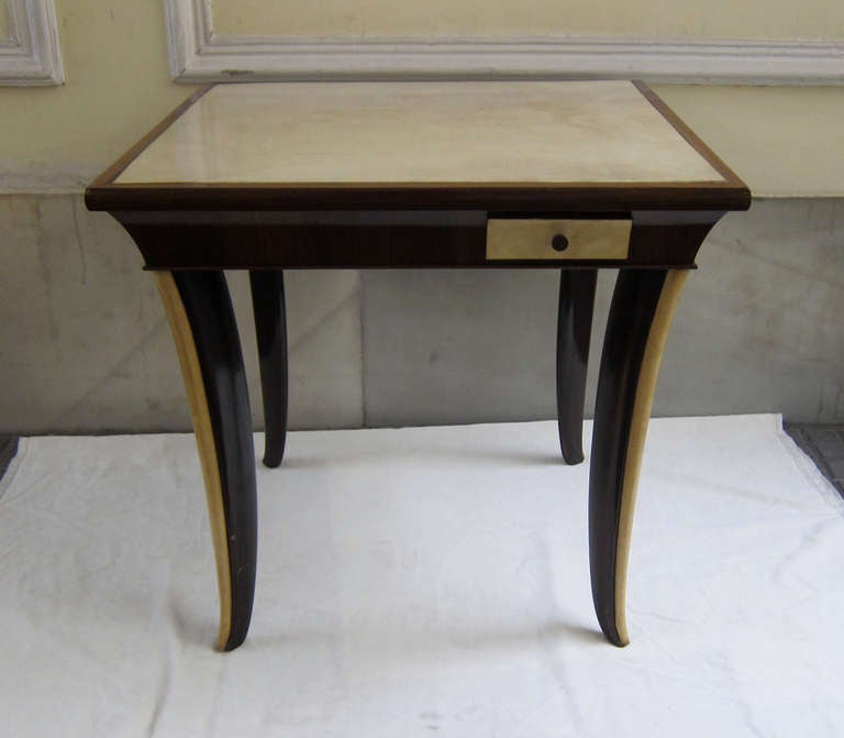Sycamore Wood and Parchment Game Table by Guglielmo Ulrich, Italy, circa 1950 5