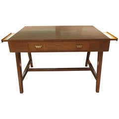 Parchment and oak Writing Table, France 1950