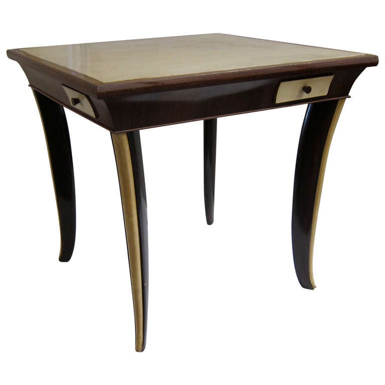 Sycamore Wood and Parchment Game Table by Guglielmo Ulrich, Italy