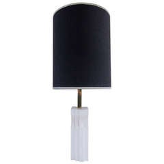 Table Lamp in white resine and Golden Brass. Italy, 1970s