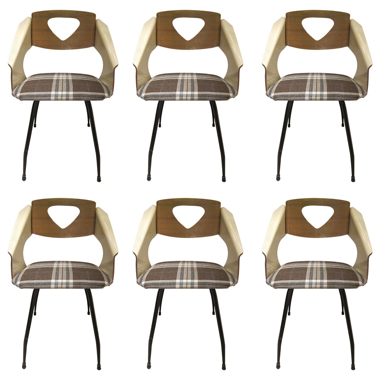 Carlo Ratti Set of Six Chairs, Italy 1950 For Sale