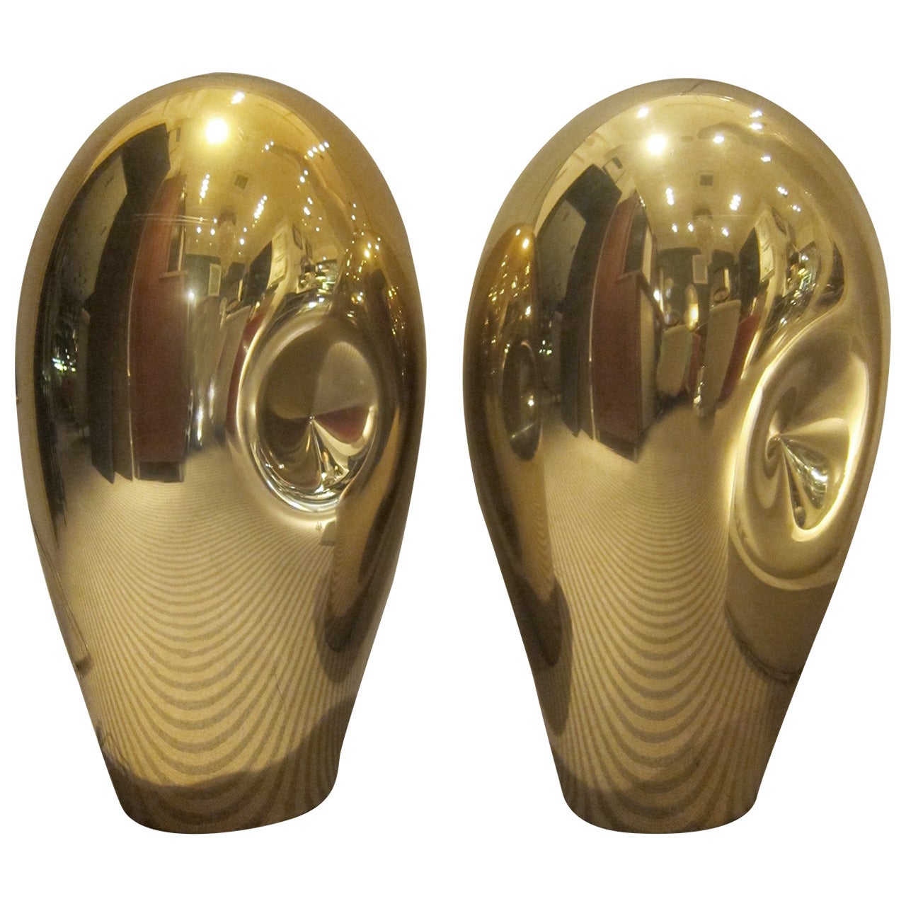 "Vistosi" Murano Golden Glass Pair of Lamps. Italy 1960
