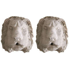 Pair of Stone Lion Sculptures, France, XIX Century