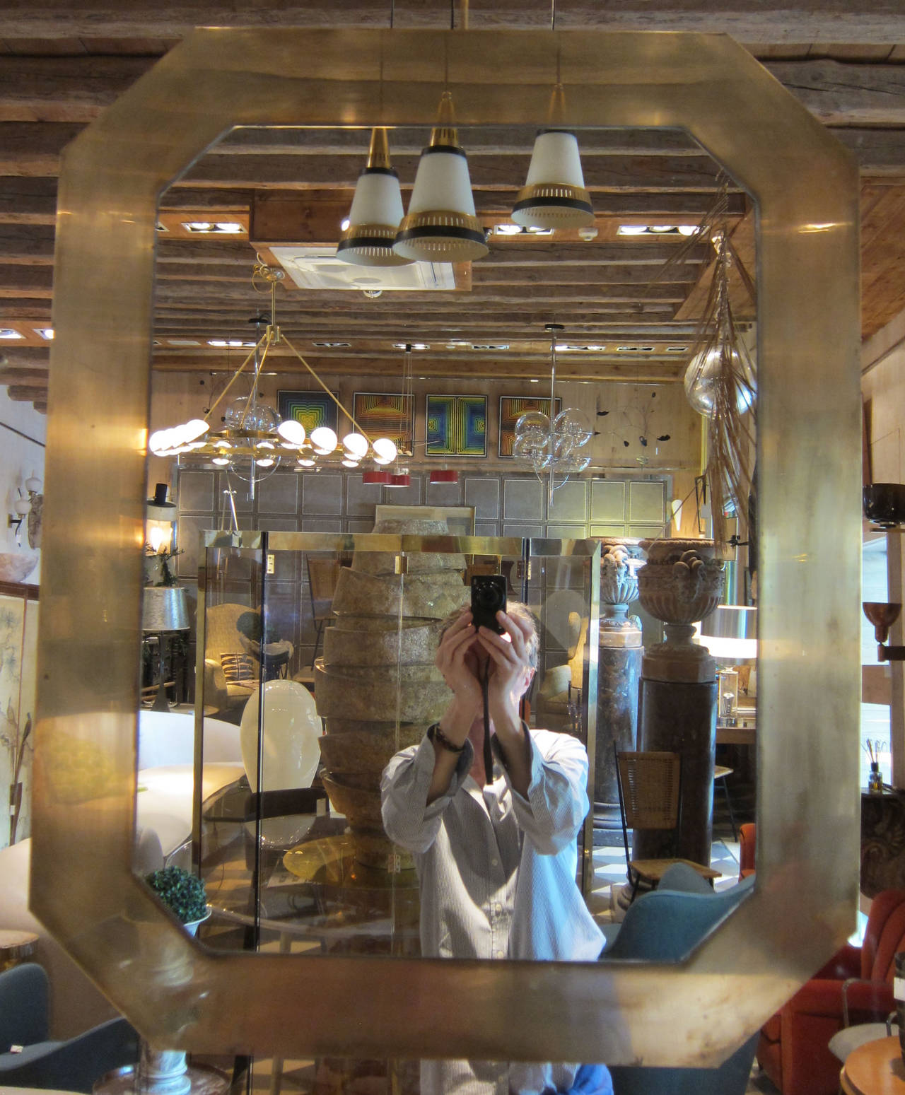 Gilded Brass Wall Mirror, France, 1970 In Excellent Condition For Sale In Madrid, ES