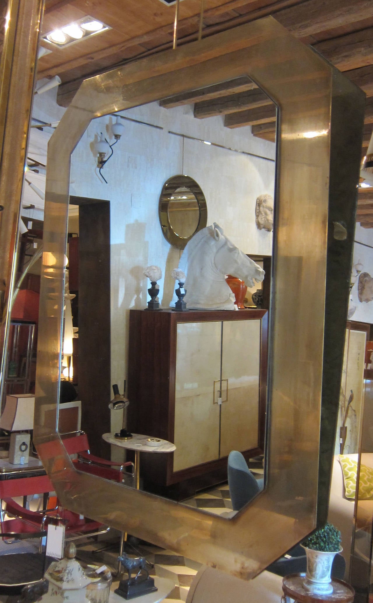 Gilded Brass Wall Mirror, France, 1970 For Sale 1