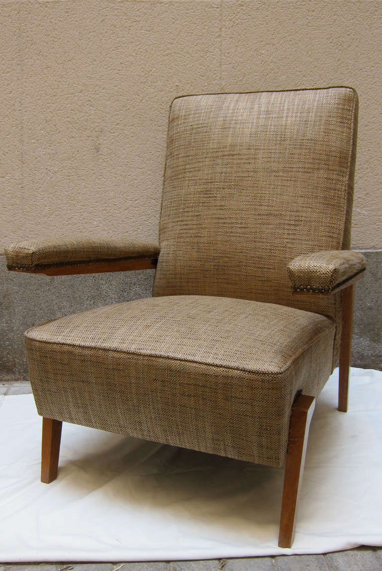 Pair of Oak Armchairs, France 1960