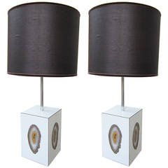 Pair of Agathas on White Laminate Table Lamps, France 1970s