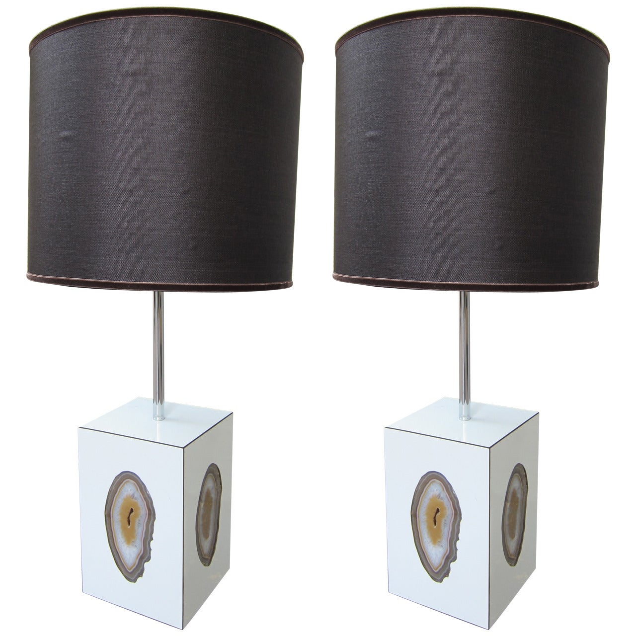 Pair of Agathas on White Laminate Table Lamps, France 1970s For Sale